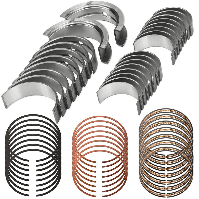 CHARMKER STD Main & Rod Bearing w/Piston Rings Fit for Chevy GM LS Gen III IV 4.8L 5.3L - LM7 LR4 L59 LS4 LY2 L20 LY5 LMG LMF LH6 LC9 L33 V8 1999-2016 Engine Replace# 2M4978 MS2199 BB253J CB663 41859CP - Image 1